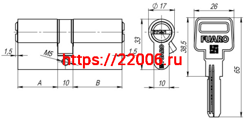 Цилиндровый Fuaro (Фуаро) механизм (R600/60) R6000Key60(25+10+25) CP хром 5Key фото 2