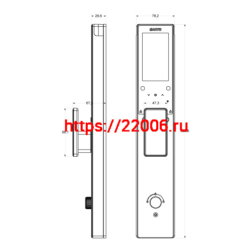 Электронный замок Sanyo D501 Tuya DM70 с WiFi, ручка скоба 1800 мм, черный фото 4