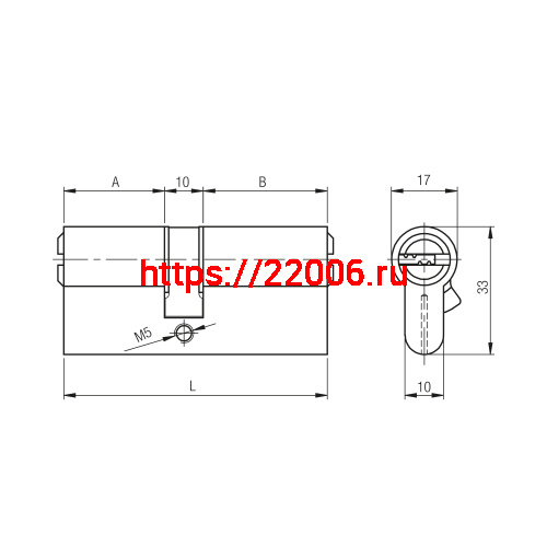 Цилиндровый Kale kilit (Кале килит) механизм 164 SN/90 (40+10+40) mm никель 5 кл. фото 3