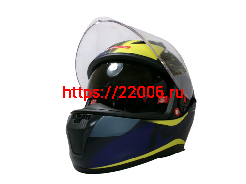 Шлем TVS RACING (Индия) STREET D/V DULL BLACK M.BLUE размер M, + пинлок в комплекте, очки фото 7