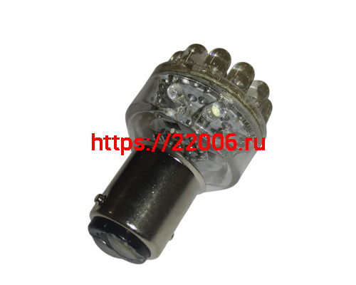 Лампа светодиодная (LED) 12V  (BAY15d)  T25  24SMD  P21/5W  1157 2-конт белая фото 2