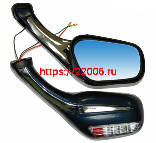 Зеркала заднего вида №28 пластик литой корпус синее с поворотом М8 Зеркала заднего вида №28 пластик литой корпус синее с поворотом М8