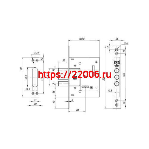 Замок Kale kilit (Кале килит) врезной сувальдный 257/L, 5 кл. (кл. 60 мм) фото 3