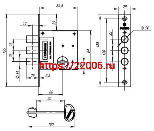 Замок Fuaro (Фуаро) врезной сувальдный MDV10/S-60.00.3R14 4key фото 3 Замок Fuaro (Фуаро) врезной сувальдный MDV10/S-60.00.3R14 4key фото 3