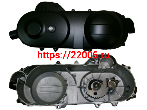 Крышка картера GY6-50 левая короткая 10" 400мм (вариатора FT50QT-4) с пусковым устройством