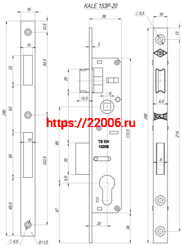 Корпус Kale kilit (Кале килит) узкопрофильного замка с защёлкой 153/P (20 mm) w/b (хром) фото 2 Корпус Kale kilit (Кале килит) узкопрофильного замка с защёлкой 153/P (20 mm) w/b (хром) фото 2