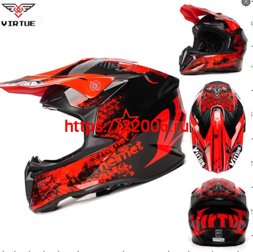 Мотошлем VIRTUE MD-902 Кросс красно-черный (XL)