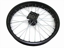 Диск колеса передний стальной на спицах 1.85 - 17" цвет черный, дисковый тормоз ось 15мм Питбайк