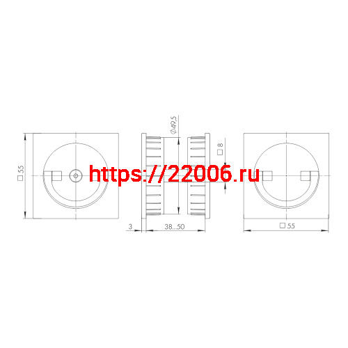 Ручка поворотная Armadillo (Армадилло) для раздвижных дверей SH.QUADRO55.BK8x2 BL-26 черный фото 3 Ручка поворотная Armadillo (Армадилло) для раздвижных дверей SH.QUADRO55.BK8x2 BL-26 черный фото 3