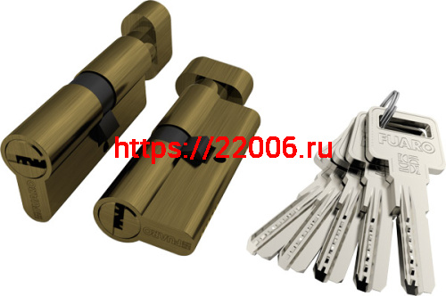 Цилиндровый Fuaro (Фуаро) механизм (R602/60) R6002Knob60(25+10+25) AB бронза 5Key с вертушкой