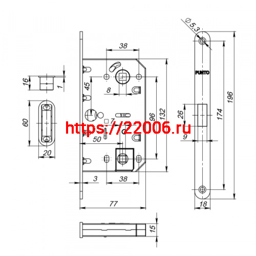 Защелка Punto (Пунто) врезная магнитная ML96WC-50 ABG (бронза) фото 2 Защелка Punto (Пунто) врезная магнитная ML96WC-50 ABG (бронза) фото 2