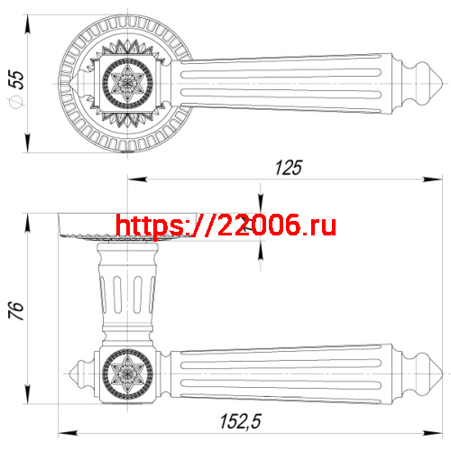 Ручка Armadillo (Армадилло) раздельная Matador CL4/HD СР-8 Хром фото 2