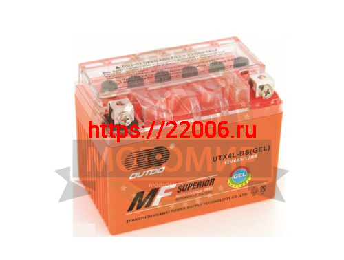 Аккумулятор 12В 4 А/ч UTX4L-BS GEL, OUTDO (114х70х86) обрат.пол., для Альфы Аккумулятор 12В 4 А/ч UTX4L-BS GEL, OUTDO (114х70х86) обрат.пол., для Альфы