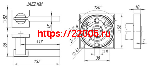 Ручка Fuaro (Фуаро) раздельная K.KM52.JAZZ (JAZZ KM) SN/CP-3 матовый никель/хром фото 3