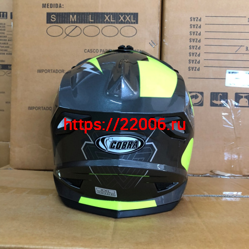 Шлем кроссовый COBRA JK801, №3 серый - лайм, размеры L фото 3