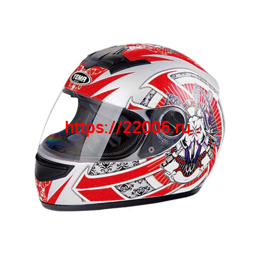 Мотошлем YM-823 красно-серый (S) Мотошлем YM-823 красно-серый (S)