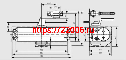 Доводчик Dorma (Дорма) дверной TS 77 EN4, с рычажной тягой, серый фото 2