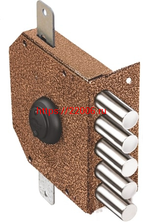 Замок Elbor (Эльбор) накладной Гранит 1.06.52.КМА никель, сув., 5 риг., тяги, зап. коробка, медный антик /20433/ Замок Elbor (Эльбор) накладной Гранит 1.06.52.КМА никель, сув., 5 риг., тяги, зап. коробка, медный антик /20433/