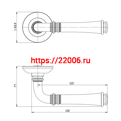 Ручка Punto (Пунто) раздельная R.ZR54.SERENITY (SERENITY ZR) OB-13 античная бронза фото 3