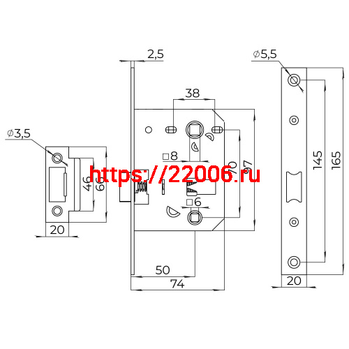 Защелка Ajax (Аякс) врезная PLASTLP72-50 (LP72-50) BL черный фото 3 Защелка Ajax (Аякс) врезная PLASTLP72-50 (LP72-50) BL черный фото 3