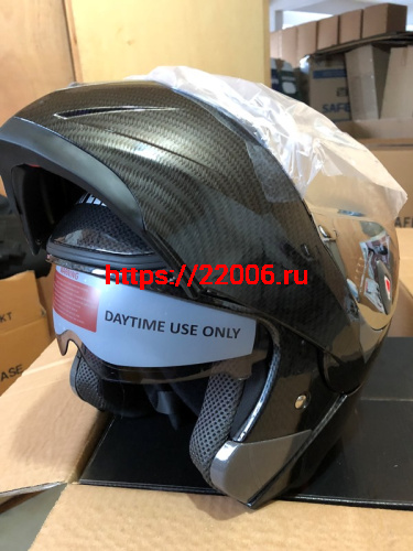 Шлем модуляр "Safelead" HF-118 (поднимается подбородок) NEW карбон (Y03), белый размер XL фото 4