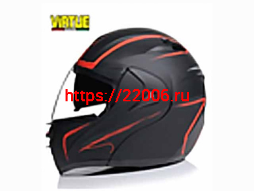 Мотошлем VIRTUE MD-808 трансформер с визором черно-красный матовый (L)