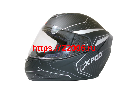 Шлем TVS RACING (Индия) XPOD DULL BLACK SILVER размер XL фото 2