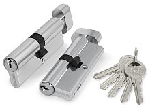 Цилиндровый Fuaro (Фуаро) механизм (100 ZM/80) 1000ZMKnob80(35+10+35) CP хром 5Key с вертушкой