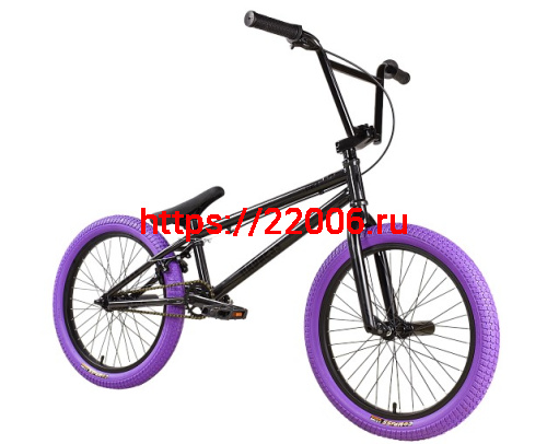 Велосипед 20" Stark'25 Madness BMX 4 (рама ст.,пром.подшп., пеги, клещ.торм.) серо-фиолет/черный/фио