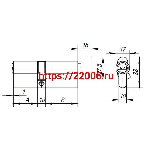Цилиндровый Ajax (Аякс) механизм (AX202/100) AX2002Knob100 (50+10+40) CP хром с вертушкой фото 3 Цилиндровый Ajax (Аякс) механизм (AX202/100) AX2002Knob100 (50+10+40) CP хром с вертушкой фото 3