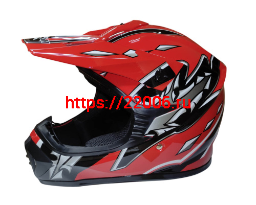 Шлем кроссовый KIRIN QL-128S, черный, красный, черн-крас, чер-желт, размер XL фото 2