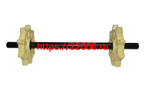 Вал ведомый (направляющий) мотобуксировщика (со звездочками) 510мм,  (ПР)