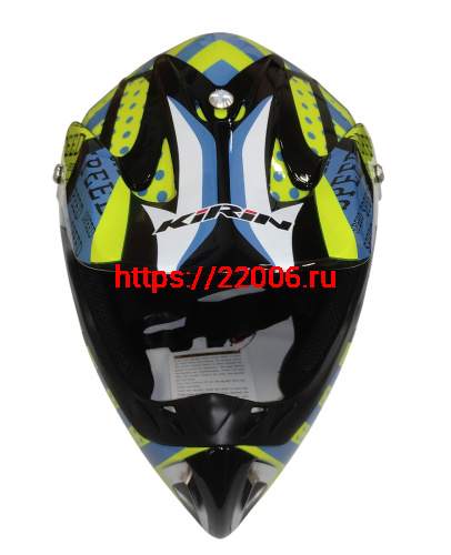 Шлем кроссовый KIRIN K27, черный, черн-бел, зелен-желт, размер L фото 7