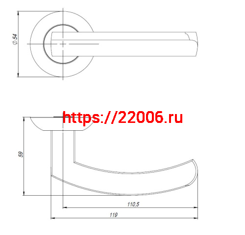 Ручка Ajax (Аякс) раздельная R.JR54.SIGMA (SIGMA JR) BL-24 черный 105мм фото 3