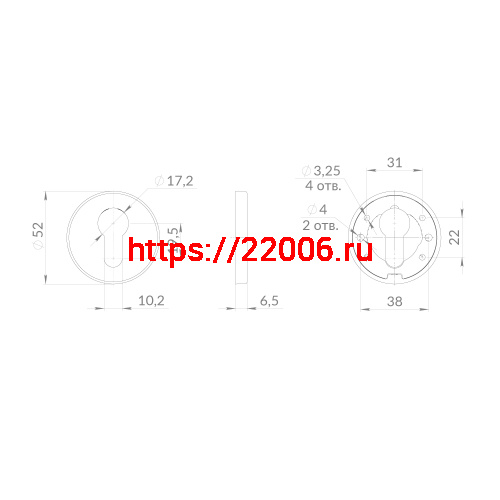 Накладка Punto (Пунто) под цилиндр ET.R.EST.R52 CP-8 хром фото 3