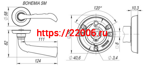 Ручка Fuaro (Фуаро) раздельная R.SM58.BOHEMIA (BOHEMIA SM) MAB-6 темная бронза фото 3
