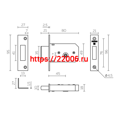 Замок Fuaro (Фуаро) врезной крестообразный X200 F (200 F) CP хром 3key фото 3 Замок Fuaro (Фуаро) врезной крестообразный X200 F (200 F) CP хром 3key фото 3