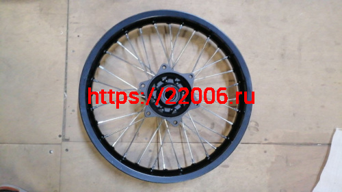 Диск колеса задний алюминиевый на спицах 2.15 - 18" обод черный, дисковый тормоз ось 25мм KAYO