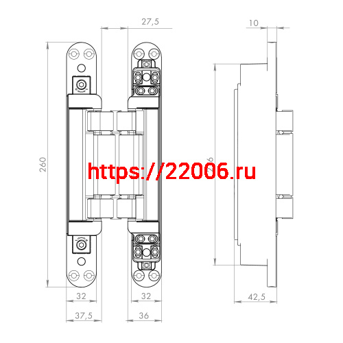 Петля Armadillo (Армадилло) скрытой установки U3D2200.VPG BL черный TECH фото 4
