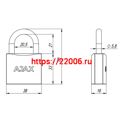 Замок Ajax (Аякс) навесной PD-0138 (PD-01-38) 3 key англ. фото 3 Замок Ajax (Аякс) навесной PD-0138 (PD-01-38) 3 key англ. фото 3
