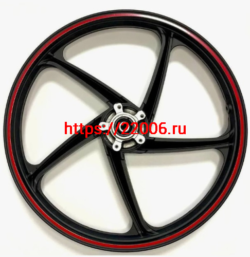 Диск колеса задний, дисковый тормоз, литой, красная полоса Orion-110 см3