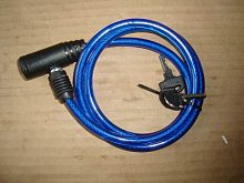 Замок для велосипеда с ключом тросовый 8х1000мм, два ключа, противоугонный (EWL-12)