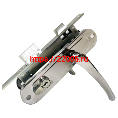 Замок Absolyute (Абсолют) врезной цилиндровый с защёлкой в комплекте с ручкой ЗВ4-70/07 (хром лак), 4 кл.