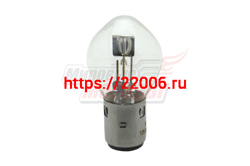 Лампа 12В 35/35Вт фарная 2х конт.(тип BА20d) с больш.цок.больш.колбой (скутера,Hanter, Симплер,Ява)