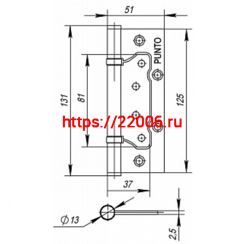 Петля Punto (Пунто) универсальная без врезки IN5200W GR (200-2B 125x2,5) графит фото 3 Петля Punto (Пунто) универсальная без врезки IN5200W GR (200-2B 125x2,5) графит фото 3
