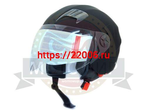 Шлем открытый "Safelead" HF-221 "колобки с доп. стеклом" мат. черный размер L