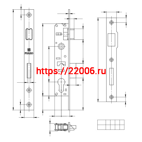 Корпус Fuaro (Фуаро) узкопрофильного замка с защелкой PROF153-30/85 (153-30/85) CP хром фото 3