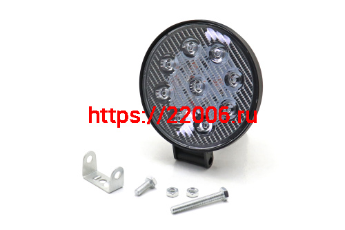 Фара светодиодная 27W 9 диодов SMD, 20мм круг. мет. корпус, дальний свет (Spot) фото 2 Фара светодиодная 27W 9 диодов SMD, 20мм круг. мет. корпус, дальний свет (Spot) фото 2