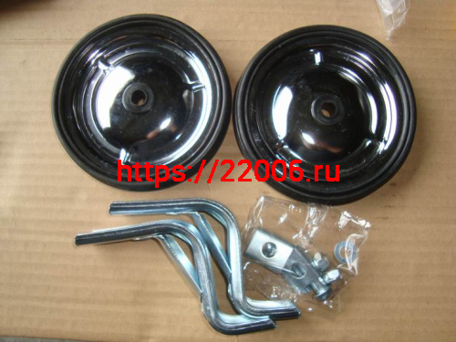 Колеса боковые для детского велосипеда 16" металлические (2 колеса +2 кронштена, крепеж) (ETW-2) Колеса боковые для детского велосипеда 16" металлические (2 колеса +2 кронштена, крепеж) (ETW-2)