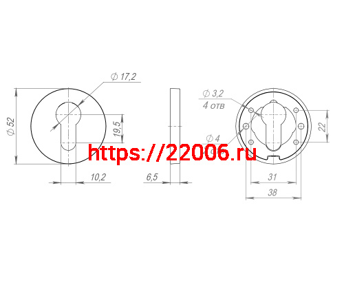 Накладка Fuaro (Фуаро) на цилиндр ESC.C.RLR/R.486 GR-23 графит (1 шт.) фото 3